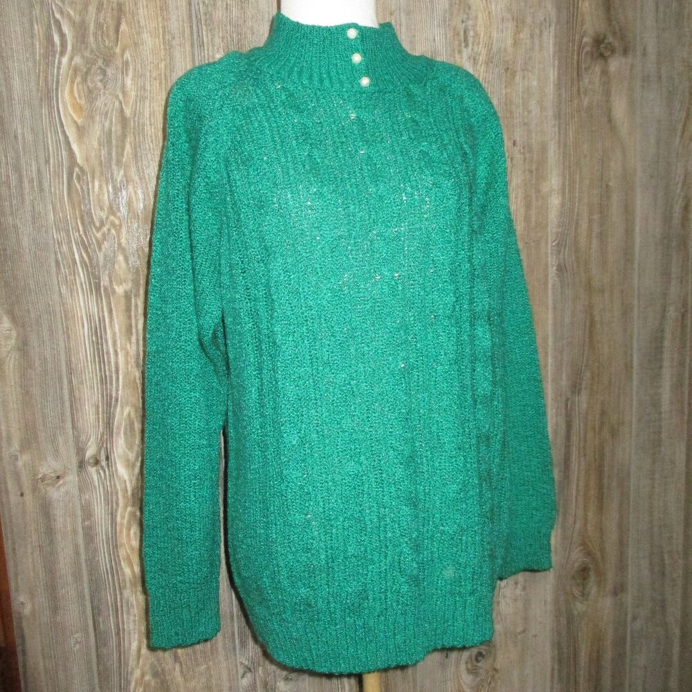 Vintage Miranda Green Sweater Womens Size Large Old Money Preppy Hipster